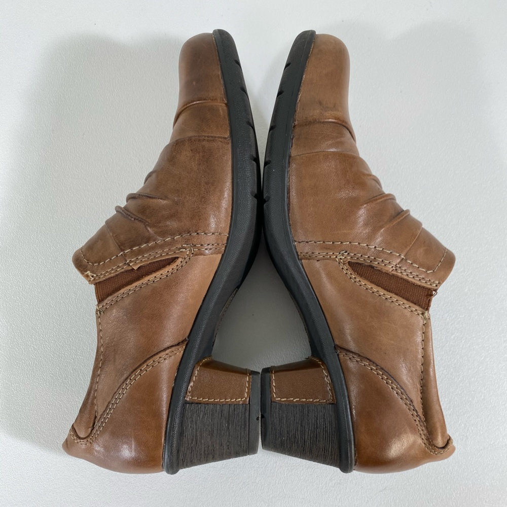 Earth Origins Shoe Bootie 7 Cognac Brown Block Heel Ankle Boot Shootie Comfort - Picture 3 of 12